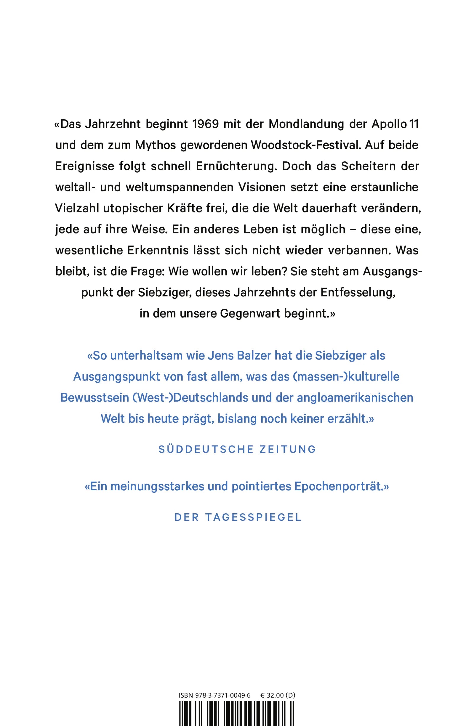 Buchrückseite von 'Das entfesselte Jahrzehnt' mit Klappentext - Gebundene Ausgabe