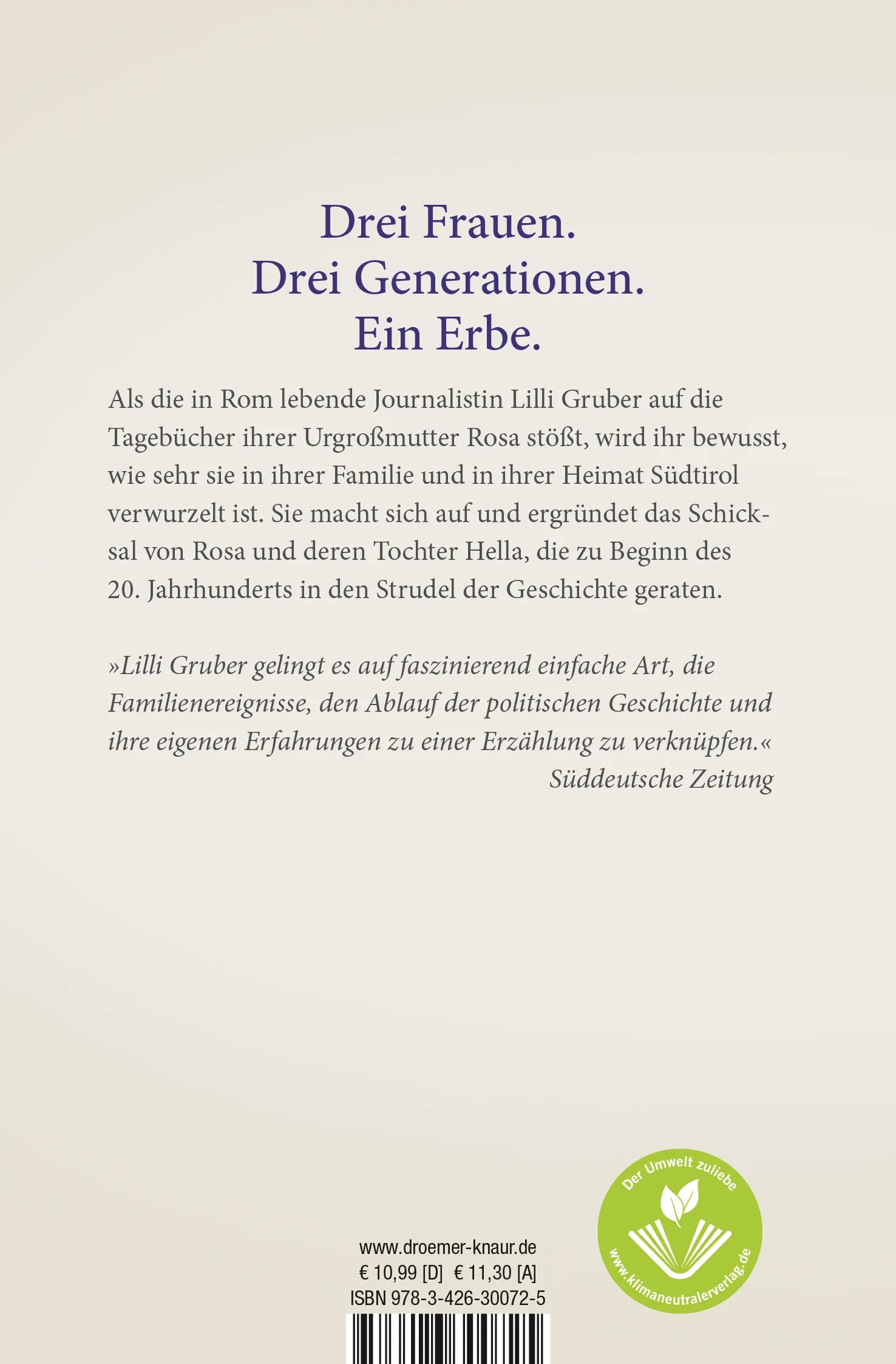 Buchrückseite von 'Das Erbe' mit Klappentext - Taschenbuch