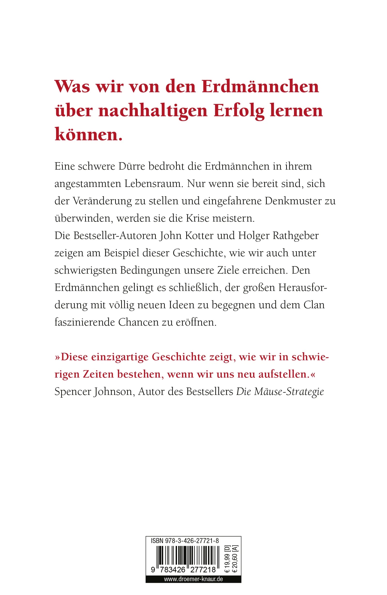 Buchrückseite von 'Das Erdmännchen-Prinzip' mit Klappentext - Gebundene Ausgabe