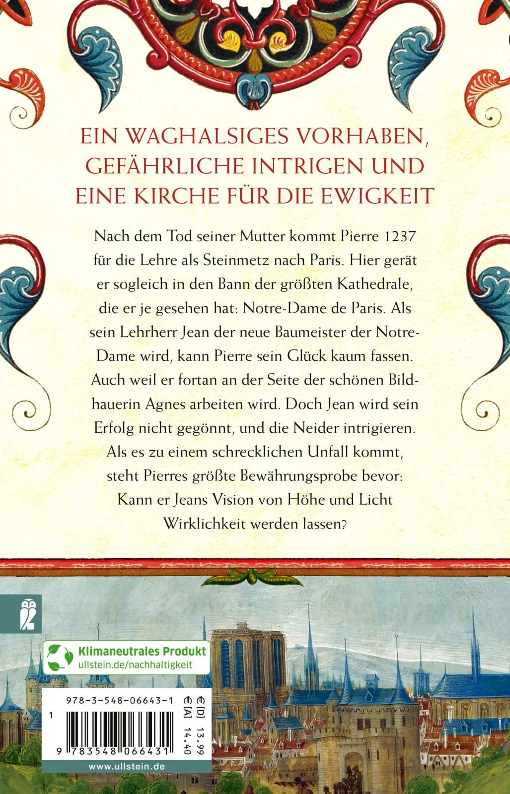 Buchrückseite von 'Das ewige Licht von Notre-Dame' mit Klappentext - Taschenbuch