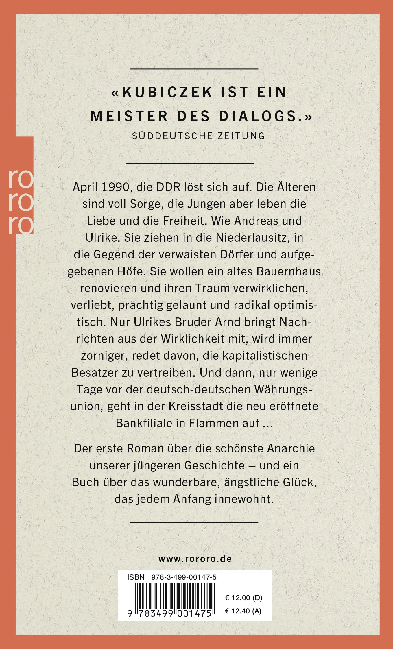 Buchrückseite von 'Das fabelhafte Jahr der Anarchie' mit Klappentext - Taschenbuch