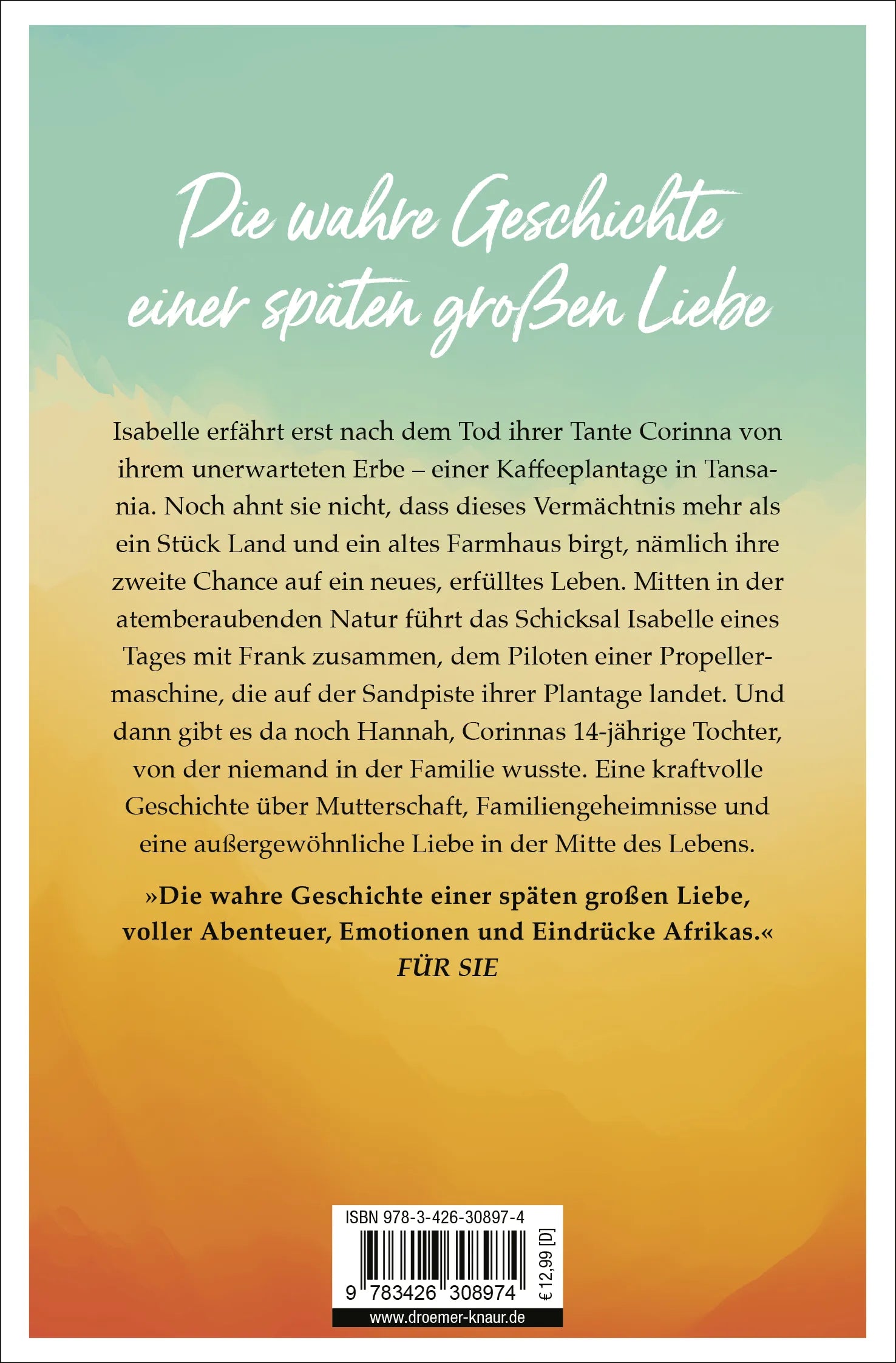 Buchrückseite von 'Das Flüstern des Lebens' mit Klappentext - Taschenbuch