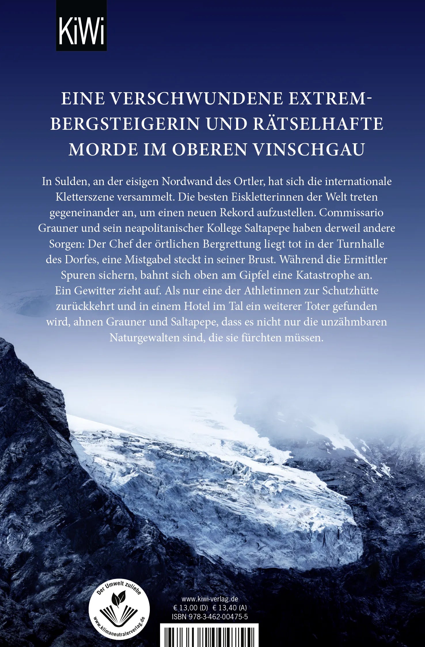 Buchrückseite von 'Das Flüstern im Eis' mit Klappentext - Taschenbuch