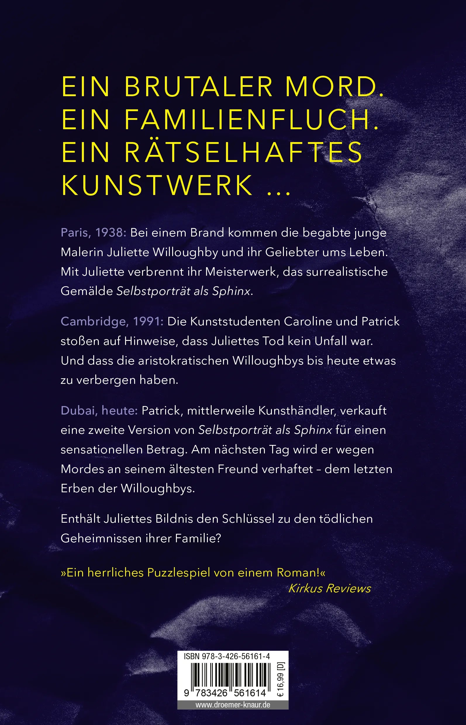 Buchrückseite von 'Das geheime Bildnis' mit Klappentext - Paperback