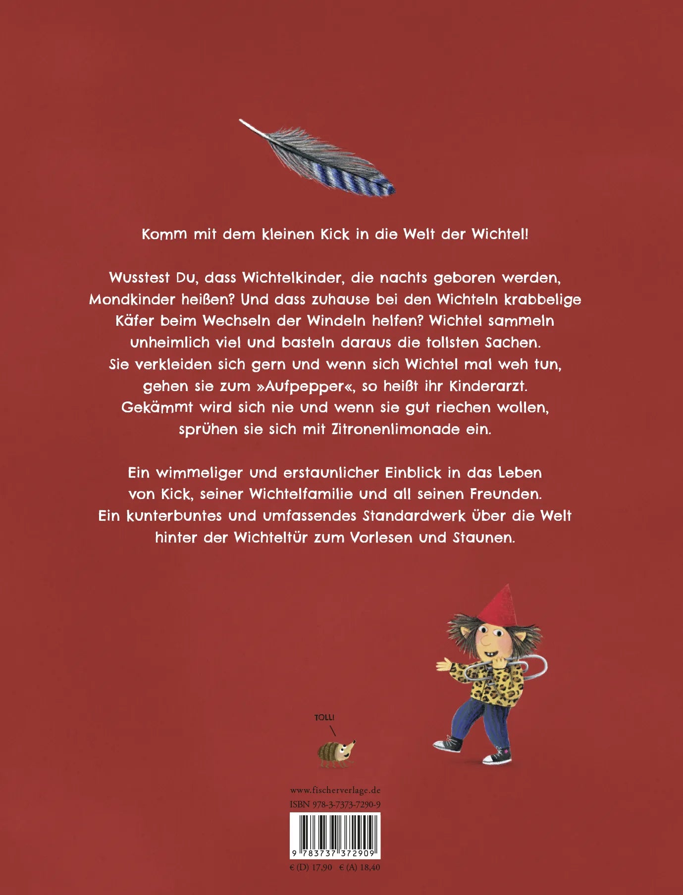 Buchrückseite von 'Das geheime Buch der Wichtel' mit Klappentext - Gebundene Ausgabe