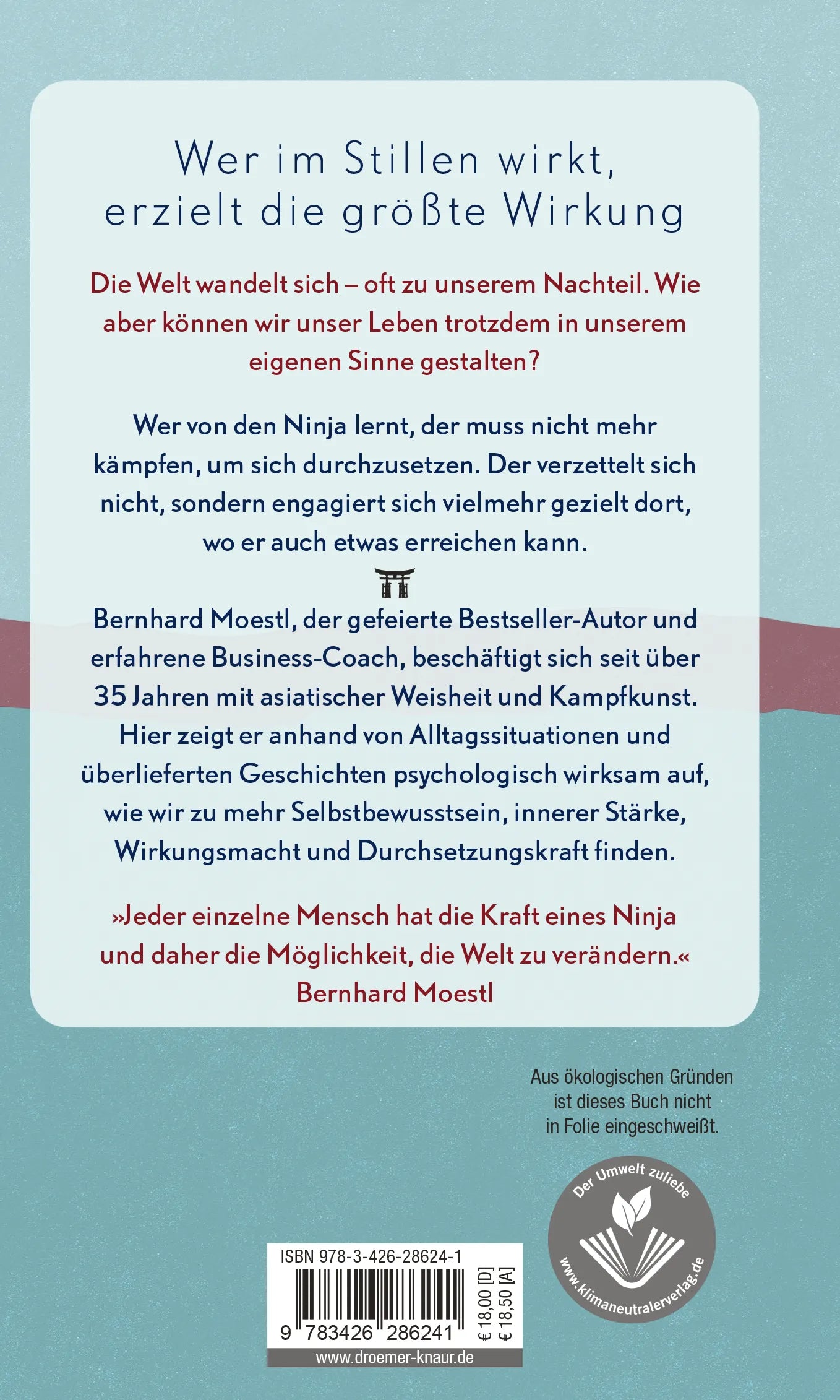 Buchrückseite von 'Das geheime Wissen der Ninja' mit Klappentext - Gebundene Ausgabe