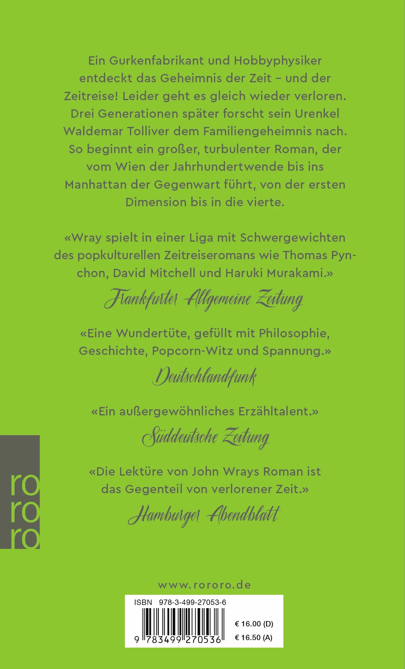 Buchrückseite von 'Das Geheimnis der verlorenen Zeit' mit Klappentext - Taschenbuch