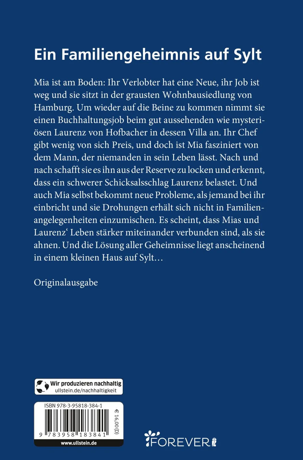 Buchrückseite von 'Das Geheimnis vom Strandhaus' mit Klappentext - Taschenbuch