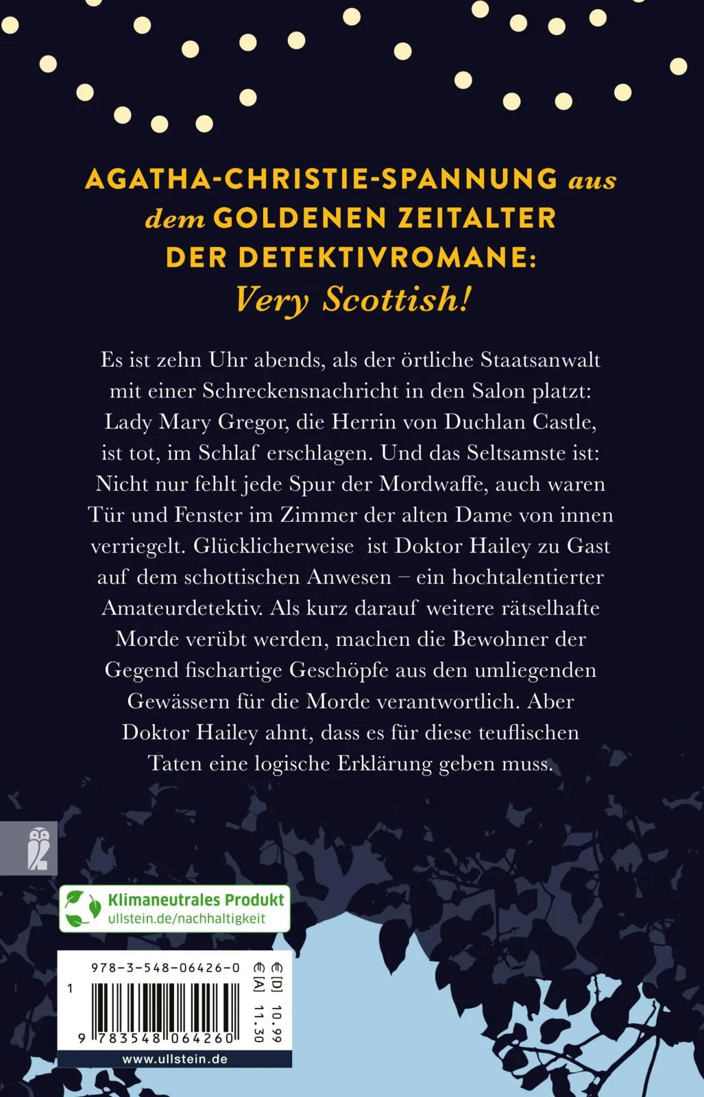 Buchrückseite von 'Das Geheimnis von Duchlan Castle' mit Klappentext - Taschenbuch