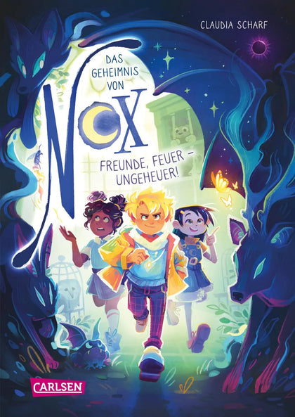 Buchcover von 'Das Geheimnis von Nox 3: Freunde, Feuer - Ungeheuer!' - Gebundene Ausgabe von Claudia Scharf