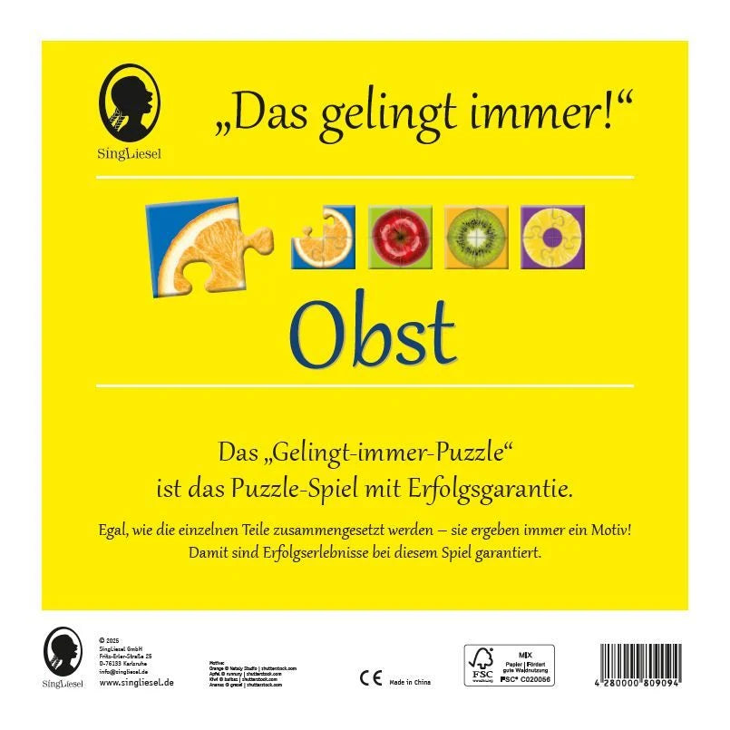Das "Gelingt immer"-Puzzle Obst. Das Puzzle-Spiel für Senioren mit Demenz – Ansicht