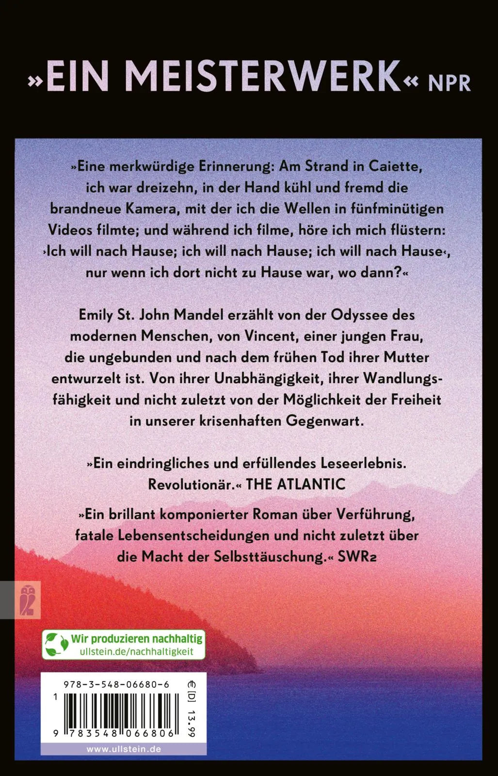 Buchrückseite von 'Das Glashotel' mit Klappentext - Taschenbuch