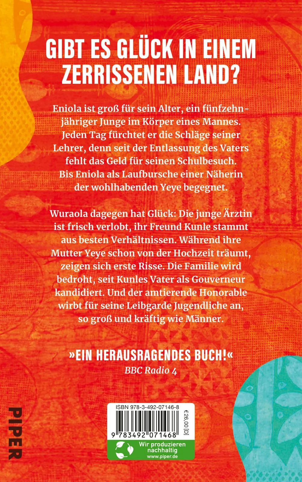 Buchrückseite von 'Das Glück hat seine Zeit' mit Klappentext - Gebundene Ausgabe