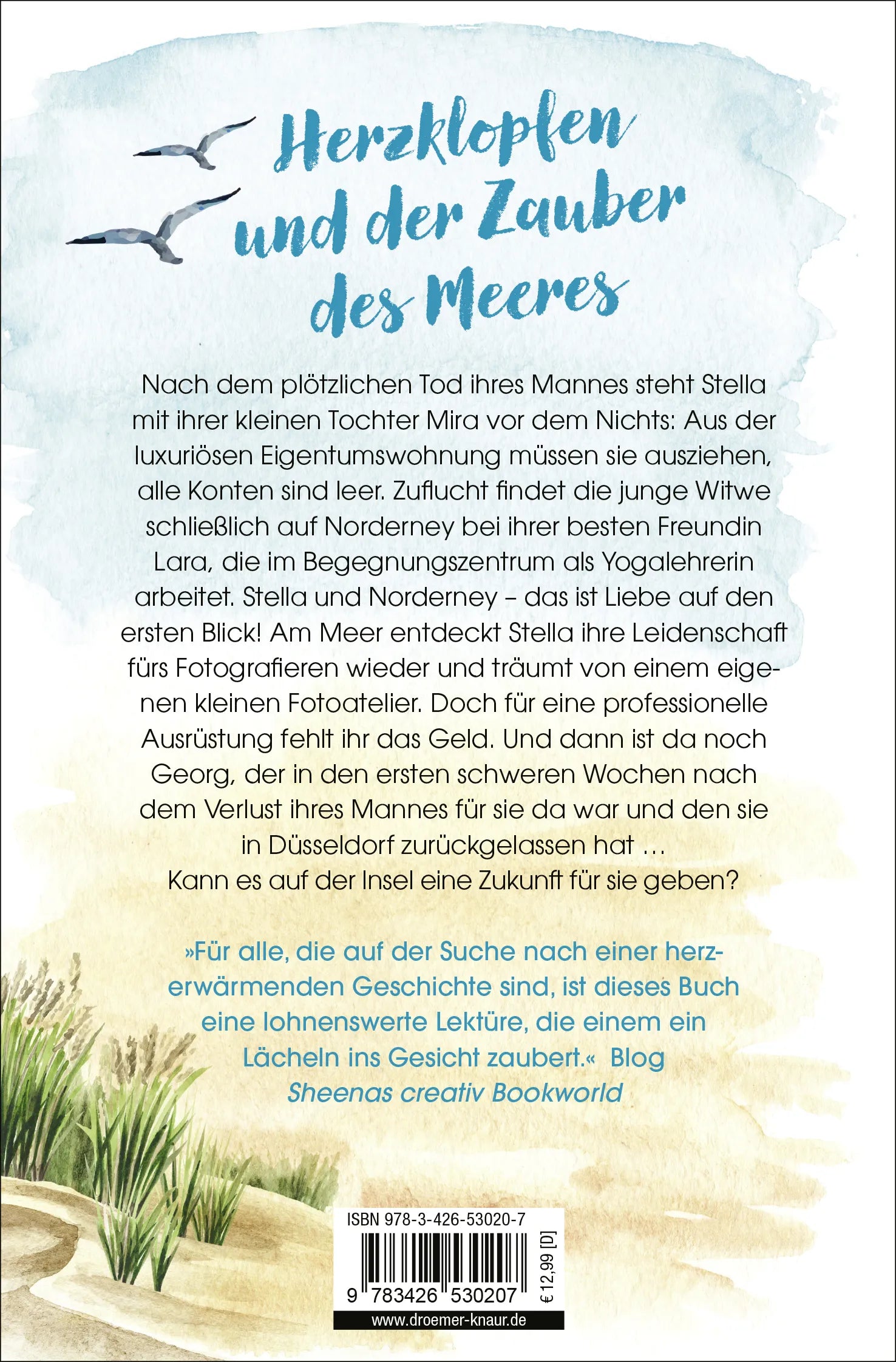 Buchrückseite von 'Das Glücksatelier am Meer' mit Klappentext - Taschenbuch