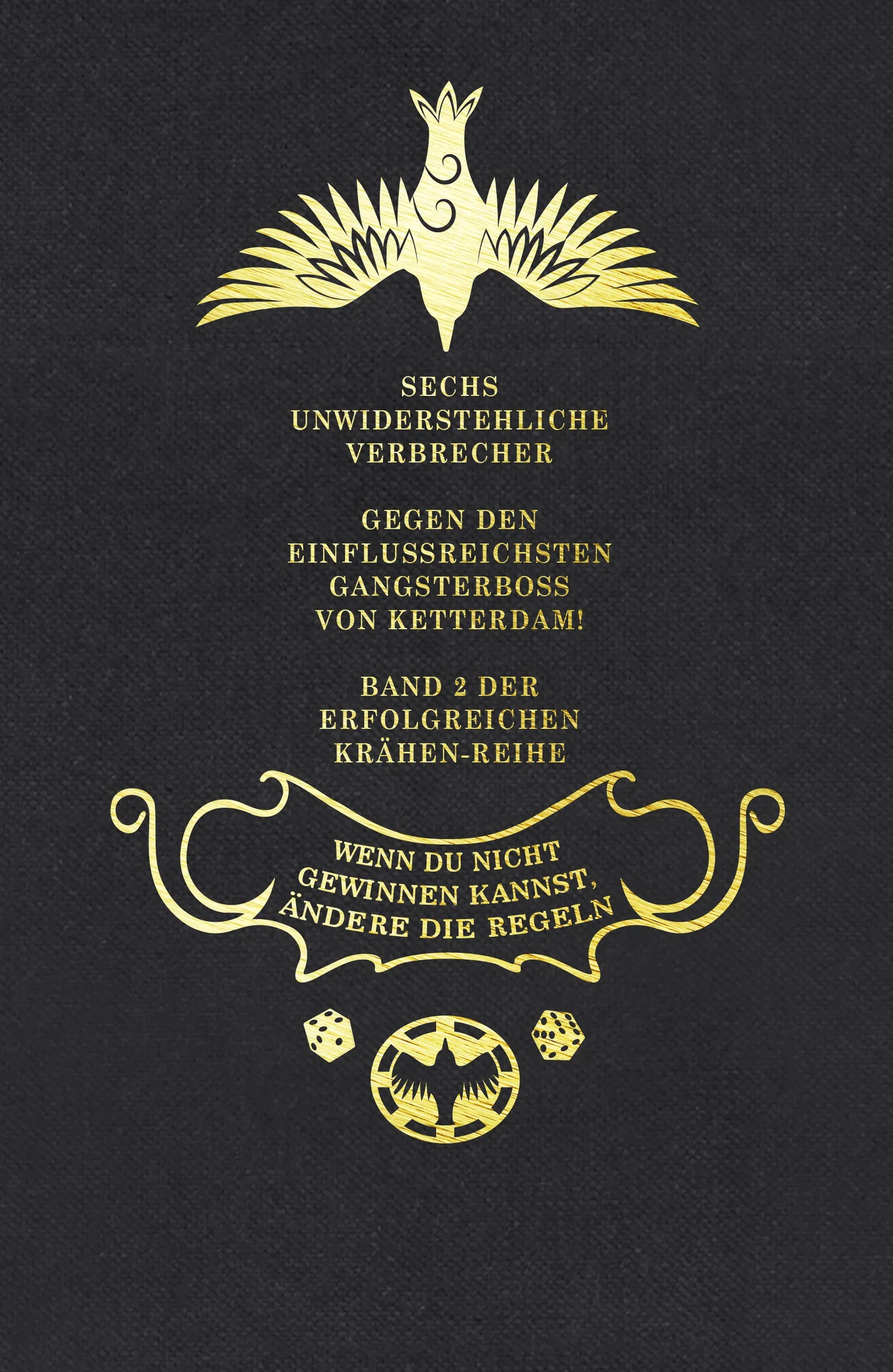Buchrückseite von 'Das Gold der Krähen' mit Klappentext - Gebundene Ausgabe