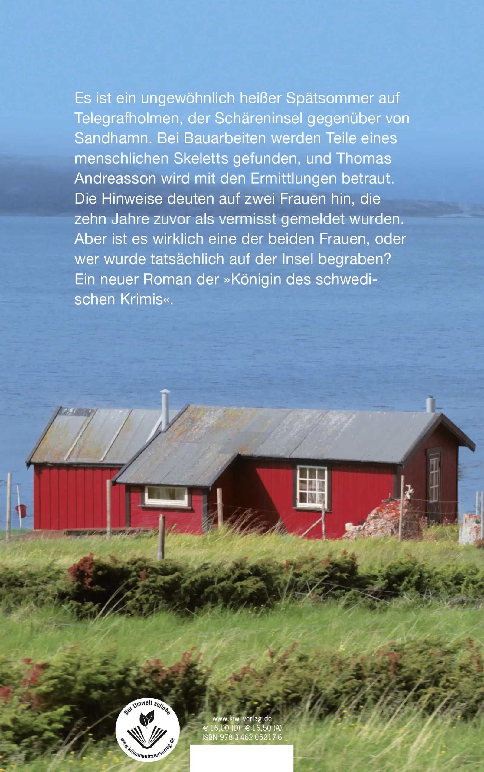 Buchrückseite von 'Das Grab in den Schären' mit Klappentext - Paperback
