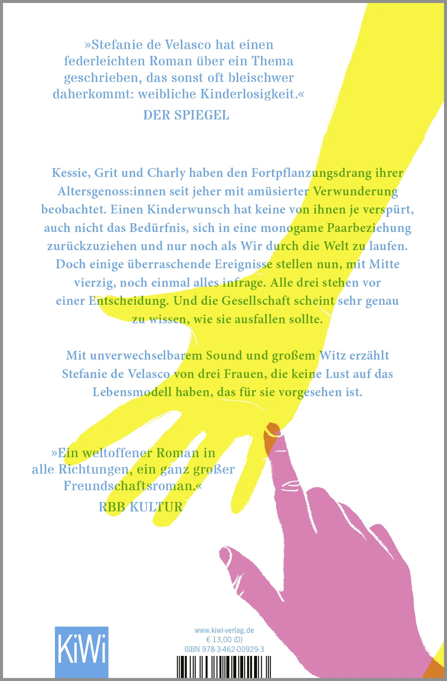Buchrückseite von 'Das Gras auf unserer Seite' mit Klappentext - Taschenbuch
