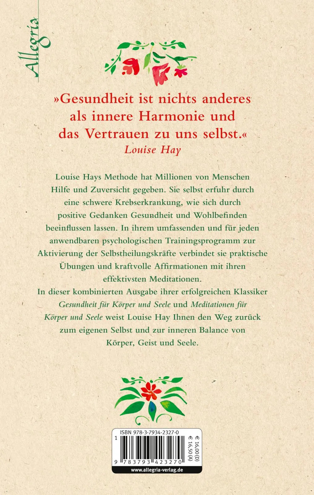 Buchrückseite von 'Das große Buch für Körper und Seele' mit Klappentext - Gebundene Ausgabe
