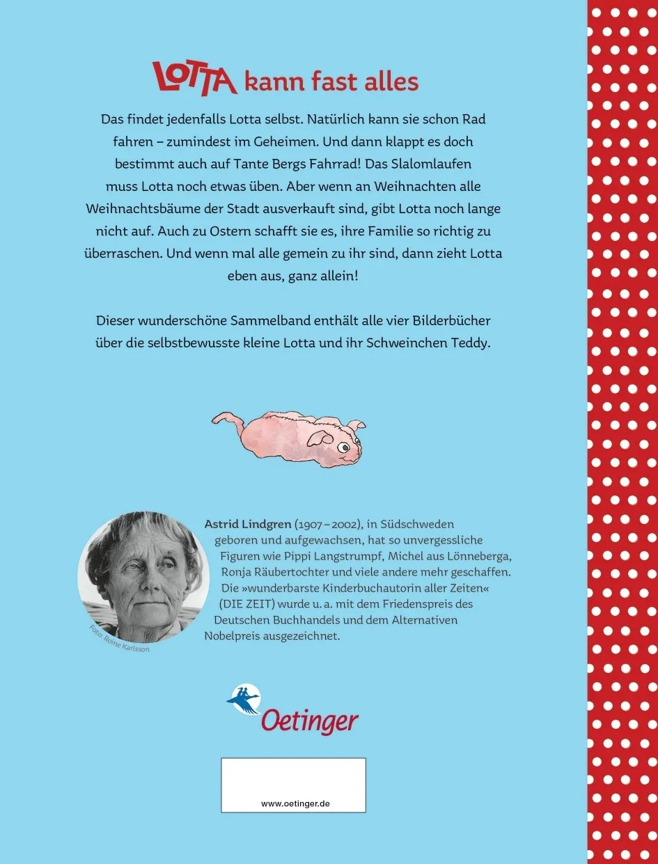 Buchrückseite von 'Das große Buch von Lotta' mit Klappentext - Gebundene Ausgabe
