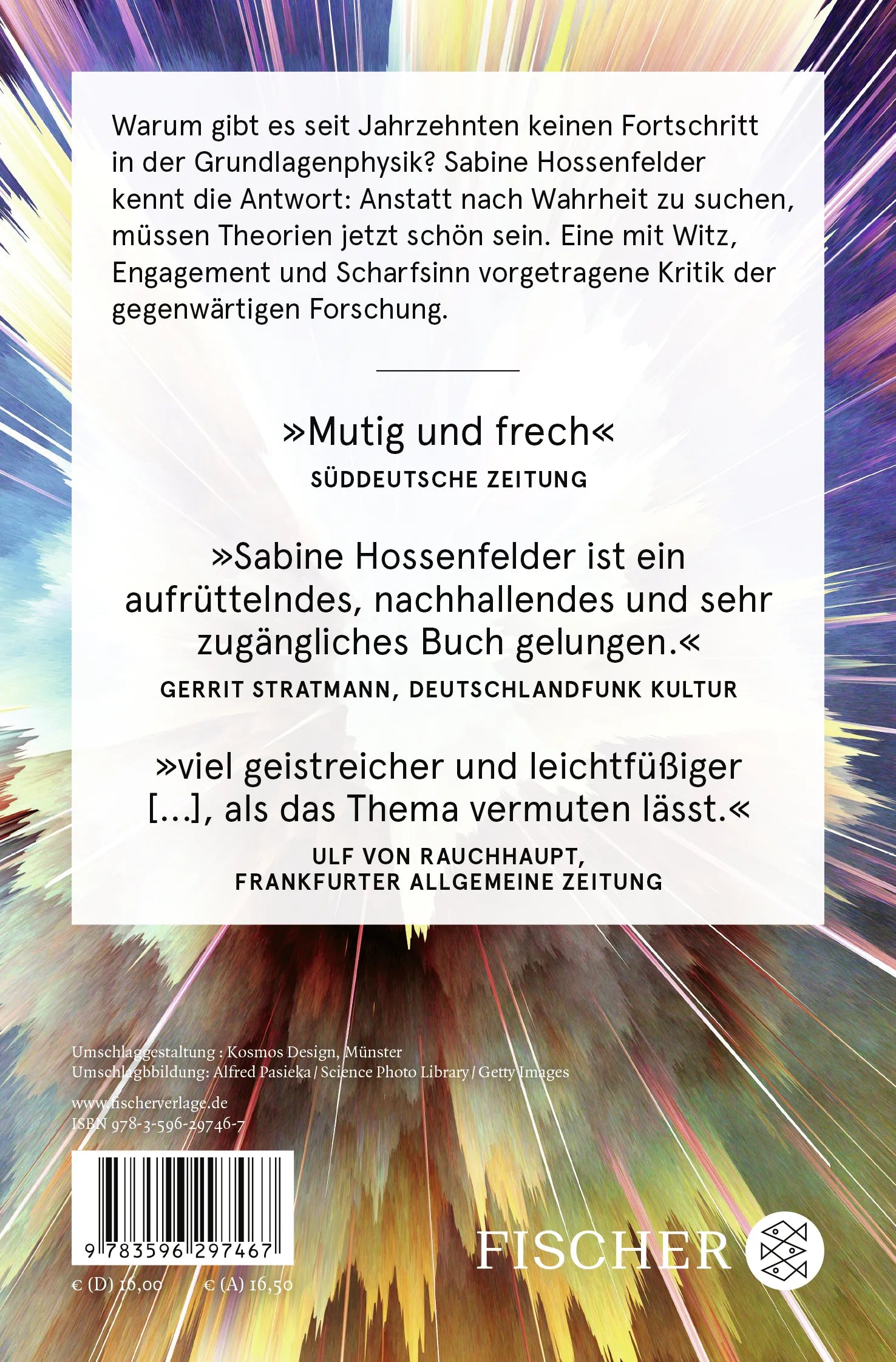 Buchrückseite von 'Das hässliche Universum' mit Klappentext - Taschenbuch