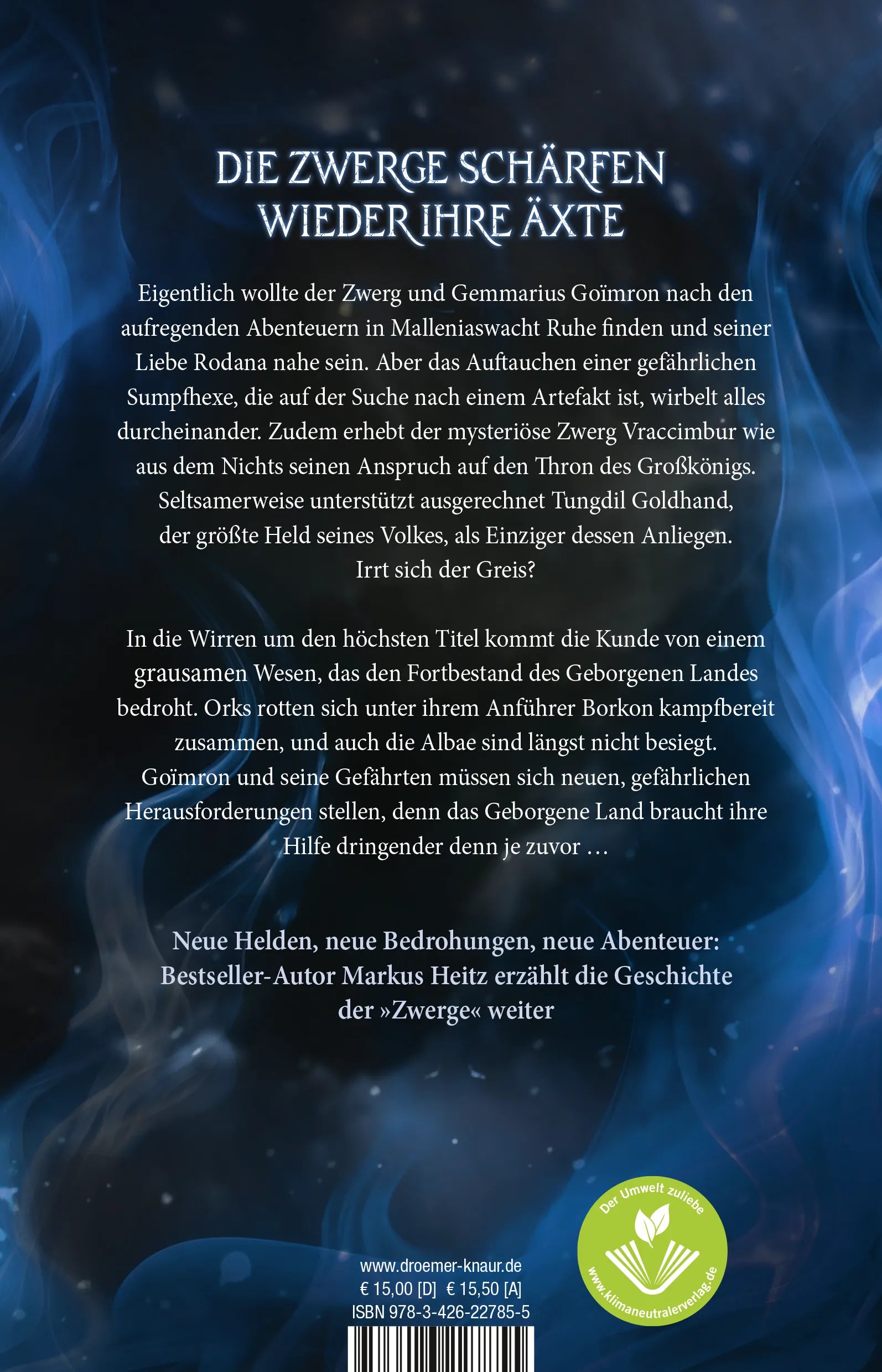 Buchrückseite von 'Das Herz der Zwerge 1' mit Klappentext - Paperback
