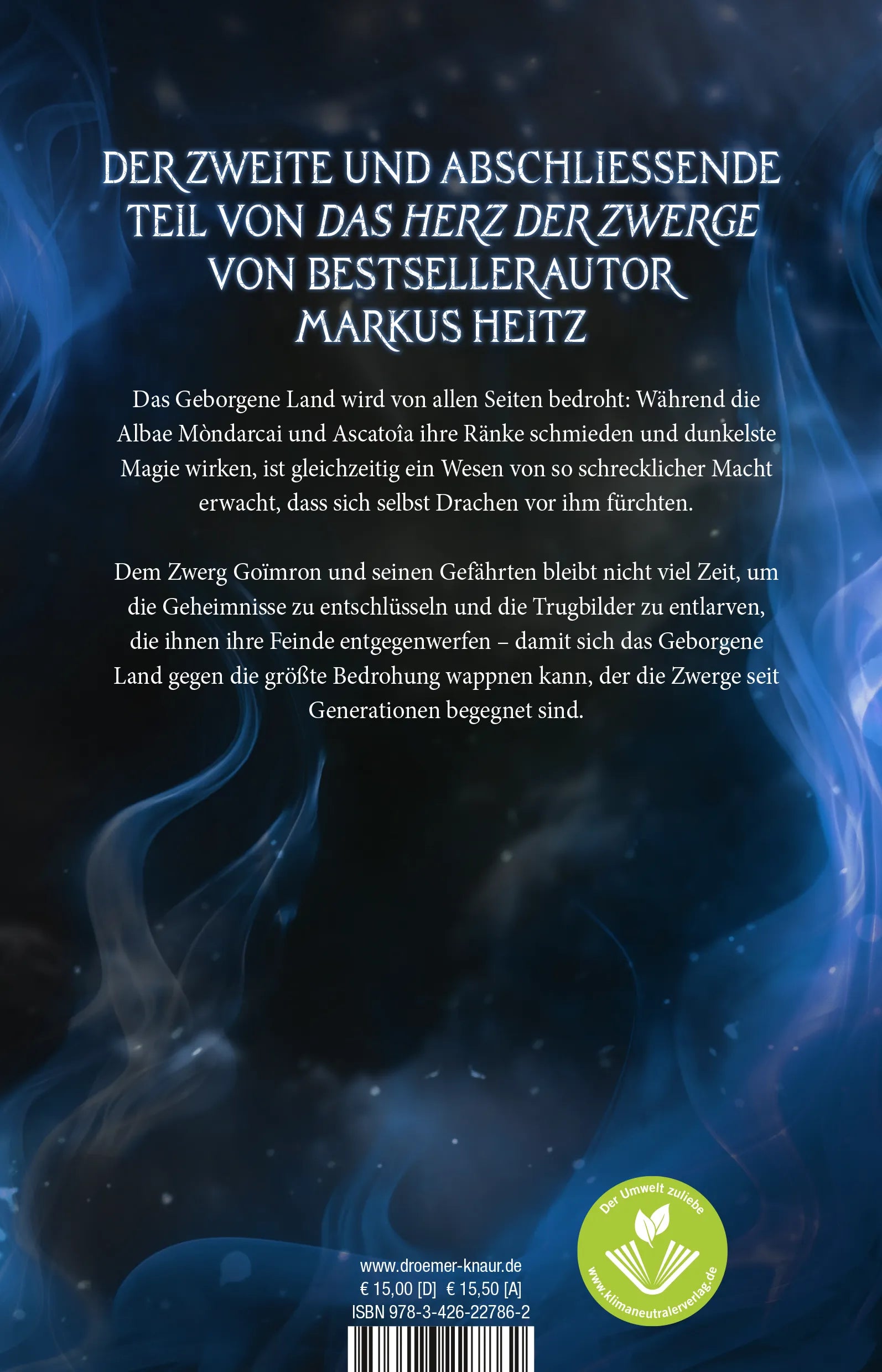 Buchrückseite von 'Das Herz der Zwerge 2' mit Klappentext - Paperback