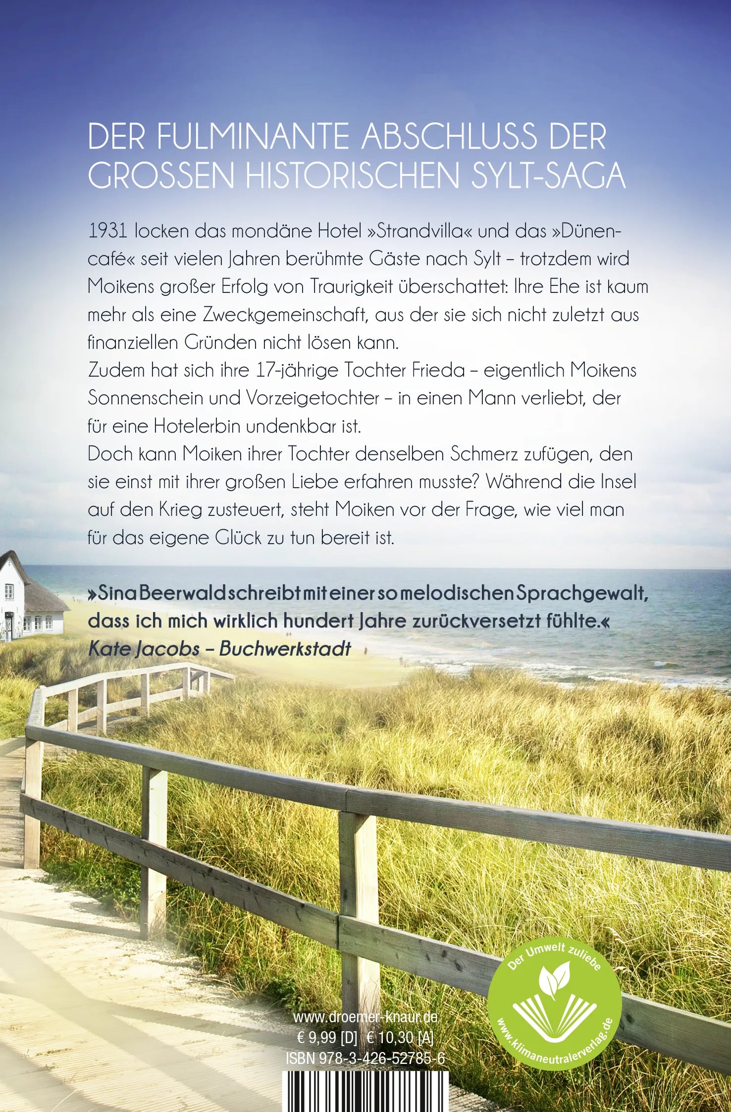 Buchrückseite von 'Das Inselmädchen' mit Klappentext - Taschenbuch