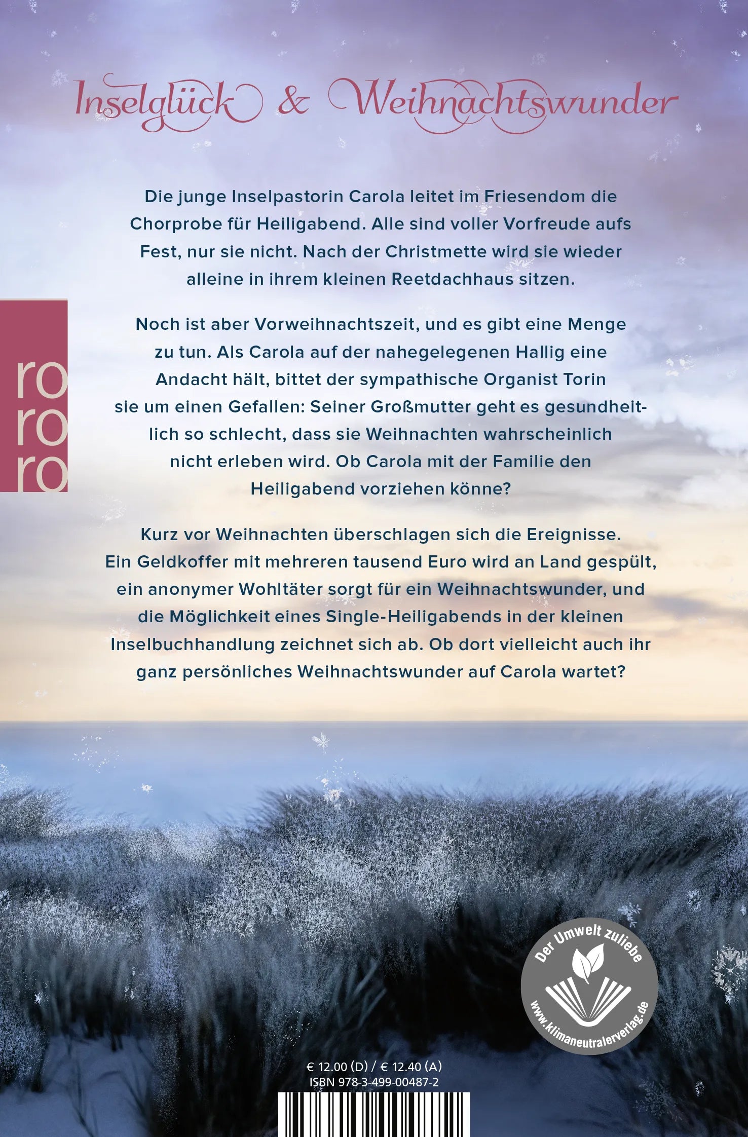 Buchrückseite von 'Das Inselweihnachtswunder' mit Klappentext - Taschenbuch