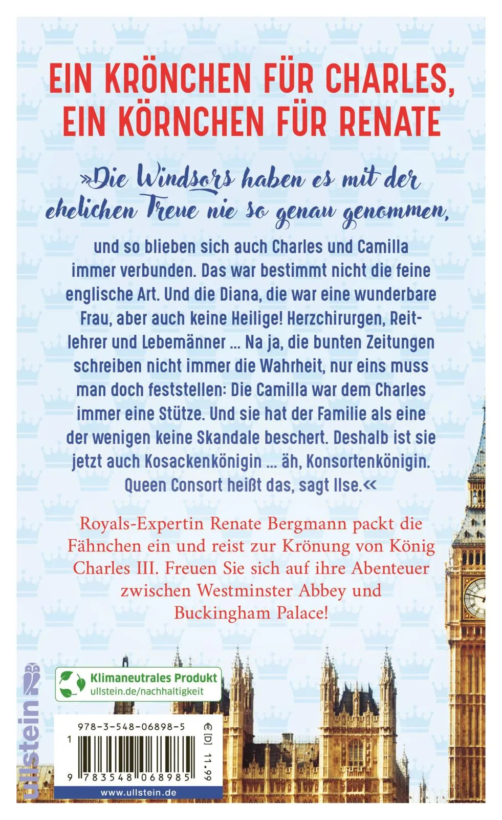 Buchrückseite von 'Das ist ja wohl die Krönung!' mit Klappentext - Gebundene Ausgabe