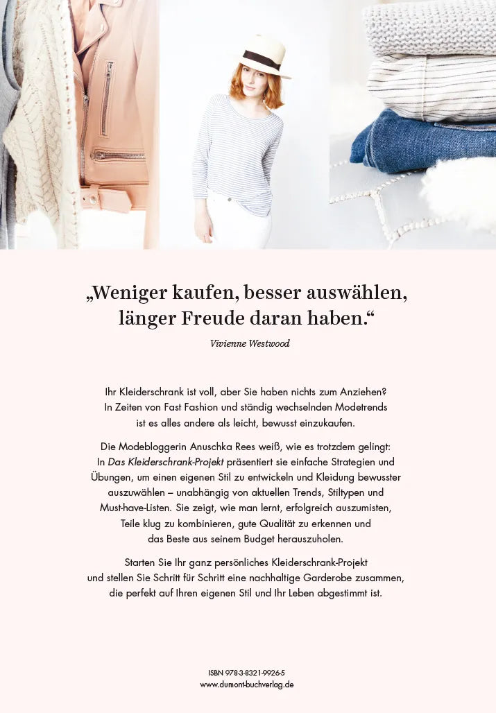 Buchrückseite von 'Das Kleiderschrank-Projekt' mit Klappentext - Gebundene Ausgabe
