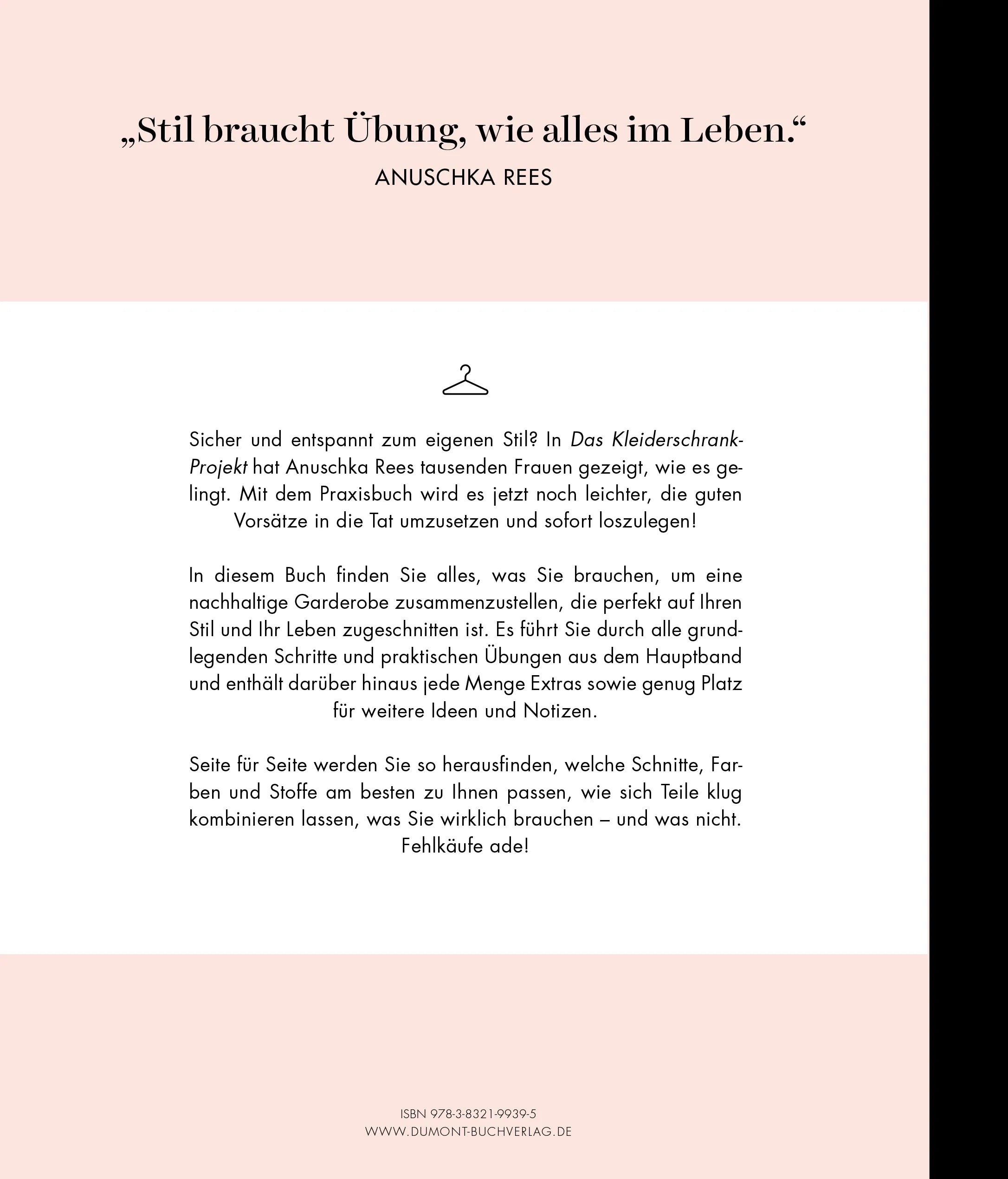 Buchrückseite von 'Das Kleiderschrank-Projekt. Praxisbuch' mit Klappentext - Taschenbuch
