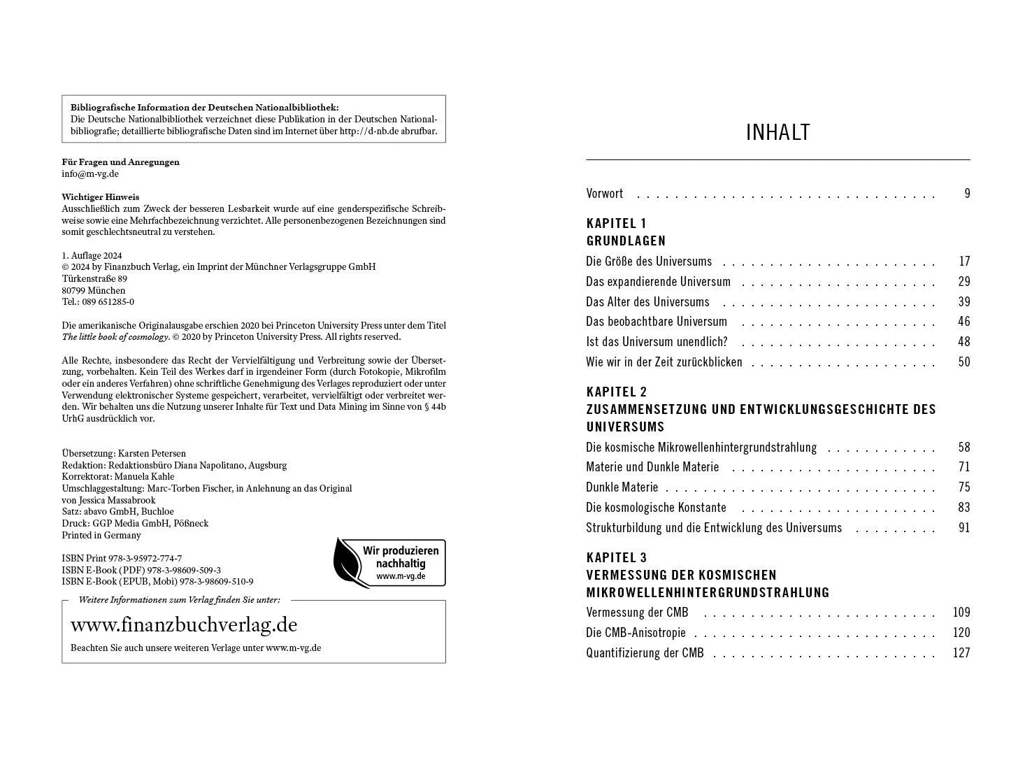 Innenansicht von 'Das kleine Buch der Kosmologie' - Gebundene Ausgabe