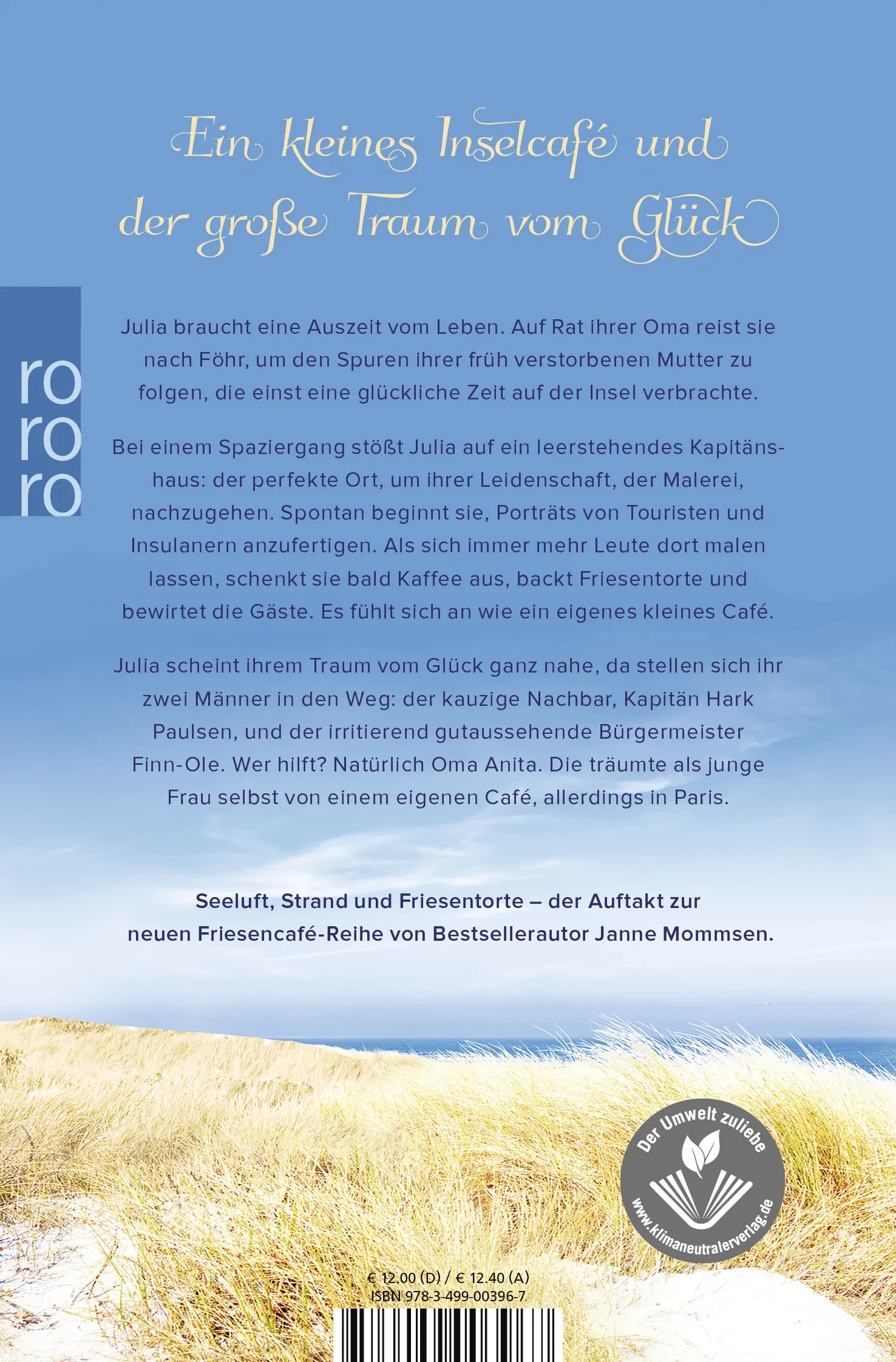 Buchrückseite von 'Das kleine Friesencafé' mit Klappentext - Taschenbuch