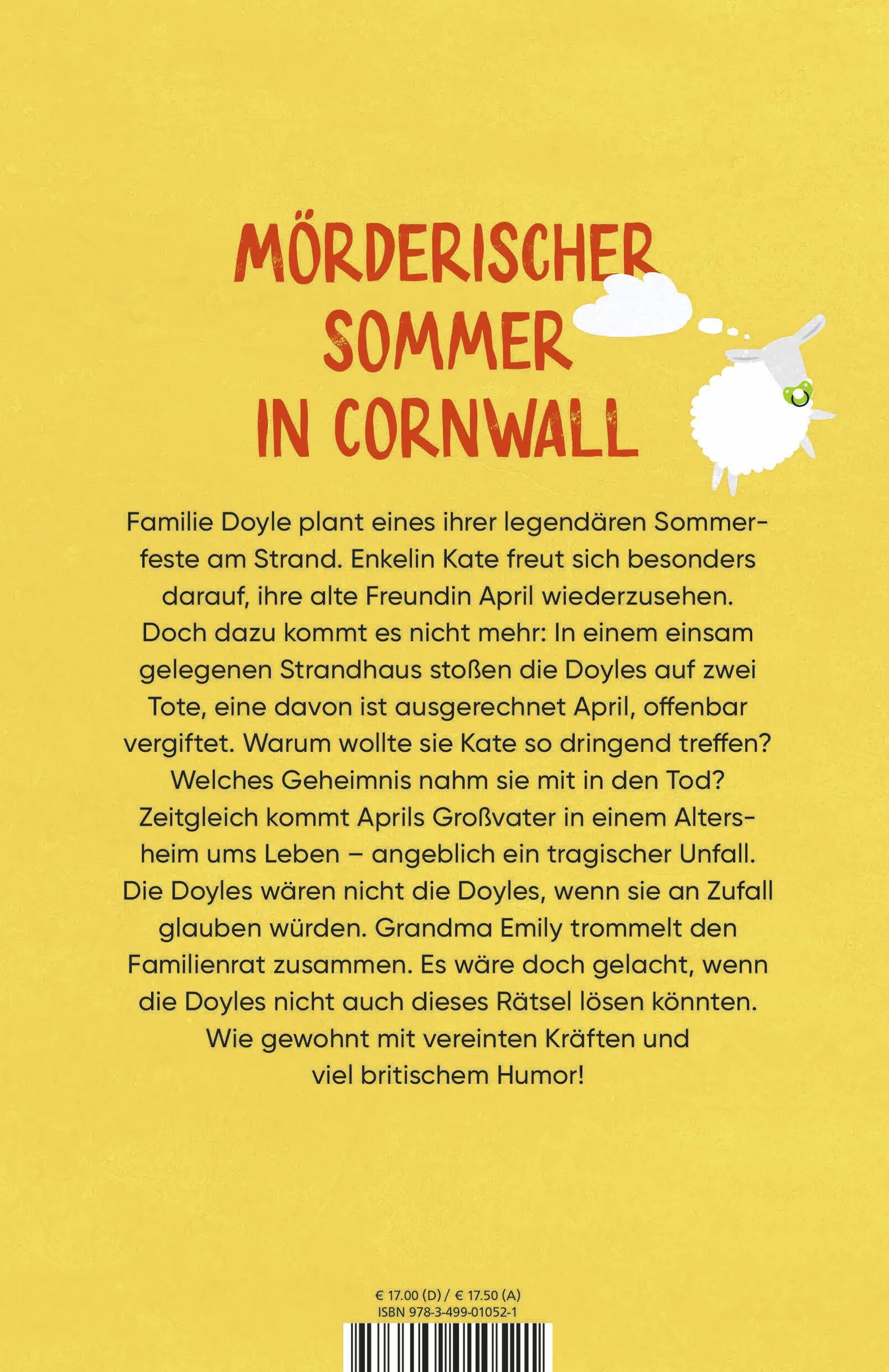 Buchrückseite von 'Das Lamm, das zu viel wusste' mit Klappentext - Paperback