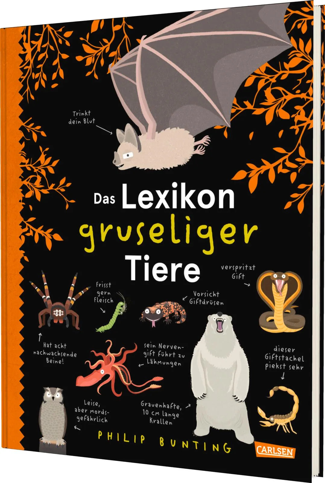 Buchcover von 'Das Lexikon gruseliger Tiere' - Gebundene Ausgabe von Philip Bunting