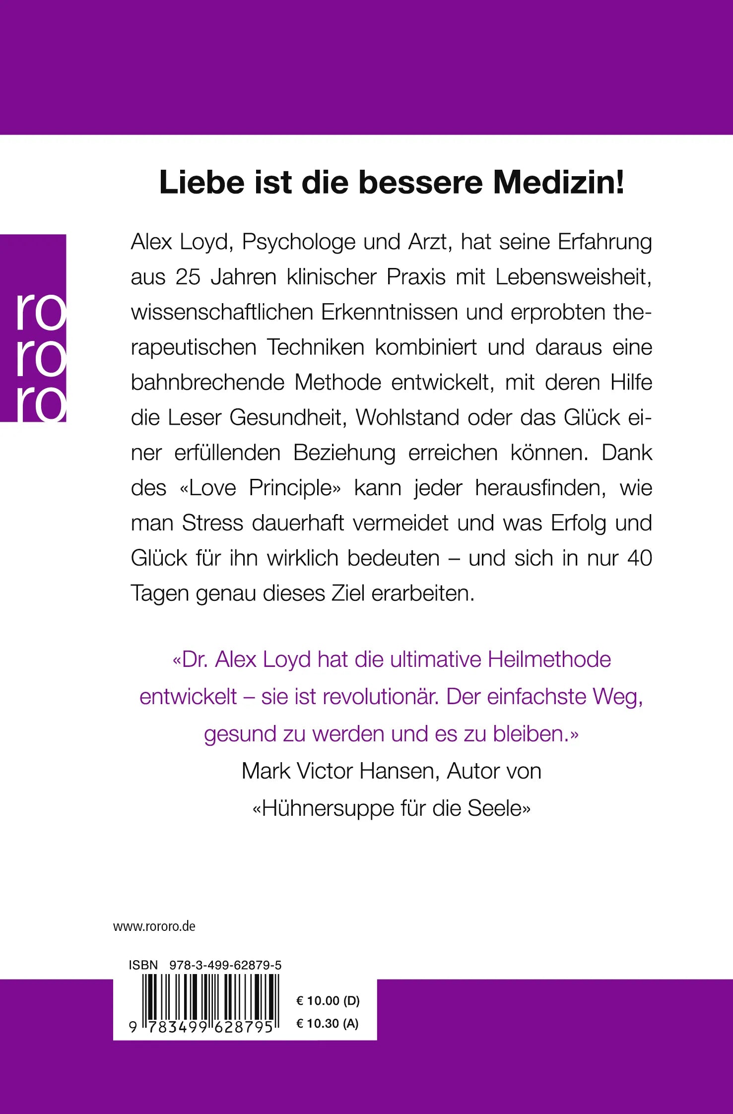 Buchrückseite von 'Das Love Principle' mit Klappentext - Taschenbuch