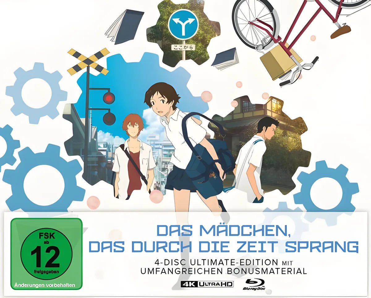 4K UHD Blu-ray-Cover: Das Mädchen, das durch die Zeit sprang - UE. Regie: Mamoru Hosoda. Vorläufiges PLAION-Cover; finale Abbildung folgt