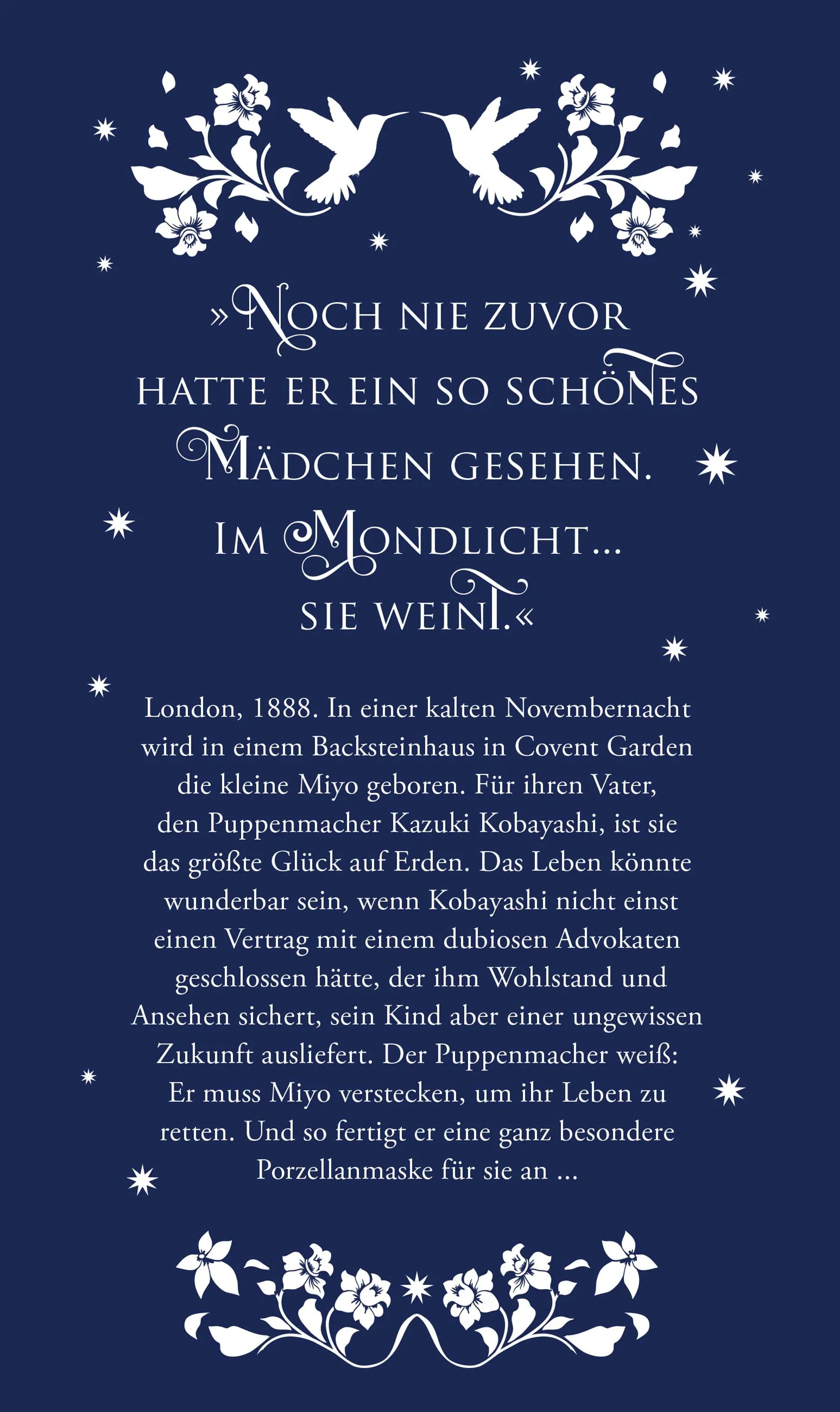 Buchrückseite von 'Das Mädchen mit dem Porzellangesicht' mit Klappentext - Gebundene Ausgabe
