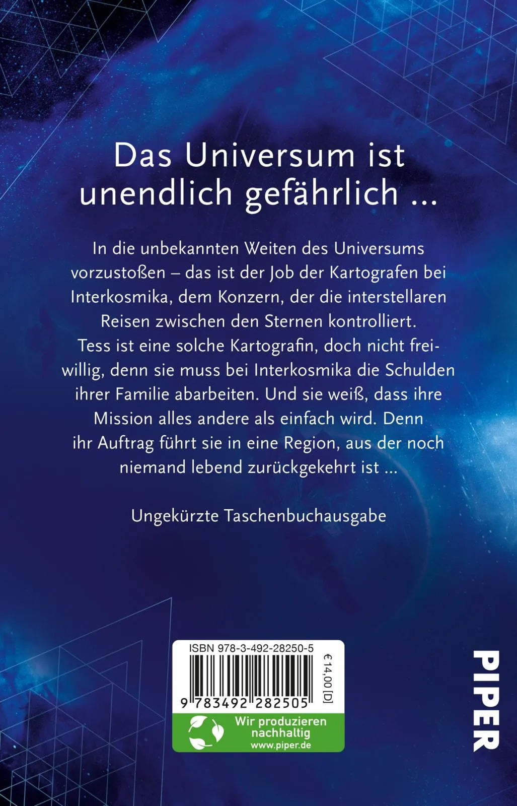 Buchrückseite von 'Das Netz der Sterne' mit Klappentext - Taschenbuch