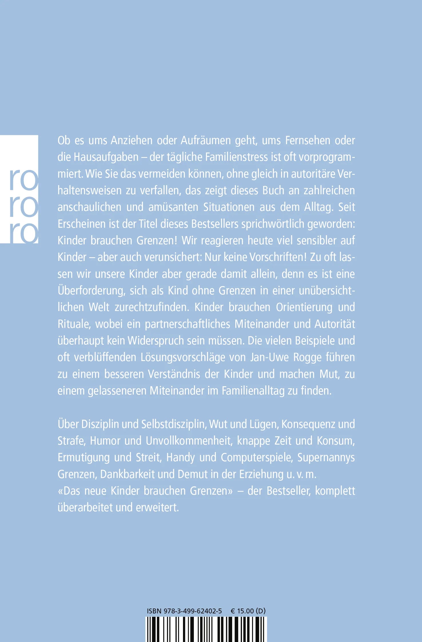 Buchrückseite von 'Das neue Kinder brauchen Grenzen' mit Klappentext - Taschenbuch