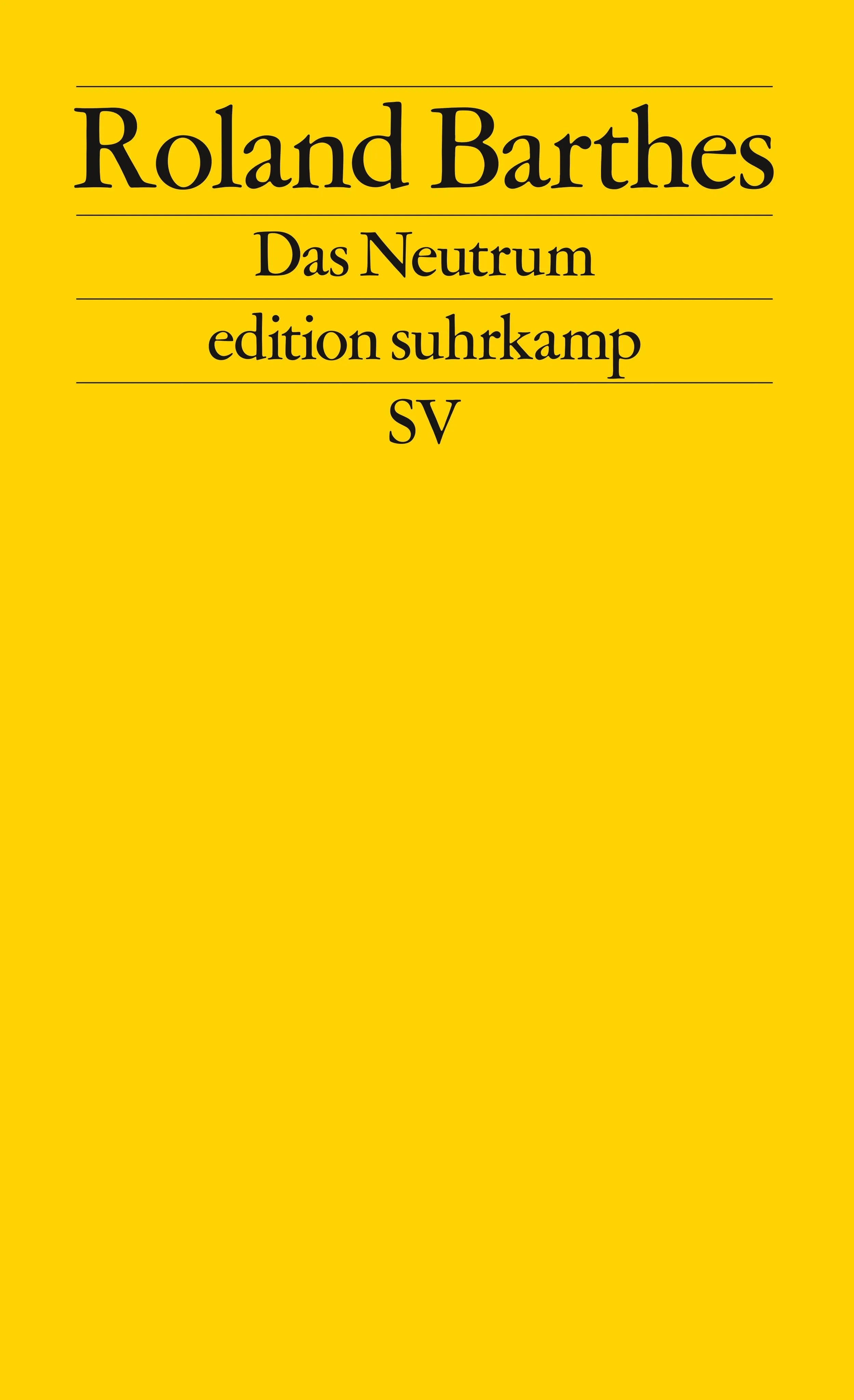 Buchcover von 'Das Neutrum' - Taschenbuch von Roland Barthes