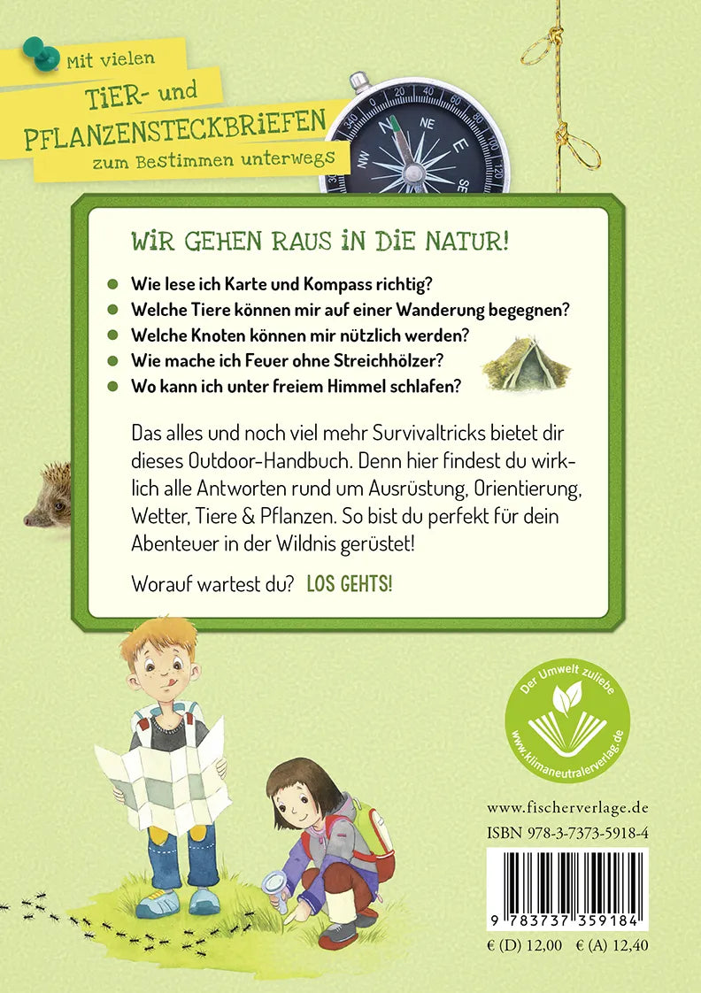 Buchrückseite von 'Das Outdoor-Entdeckerhandbuch' mit Klappentext - Taschenbuch