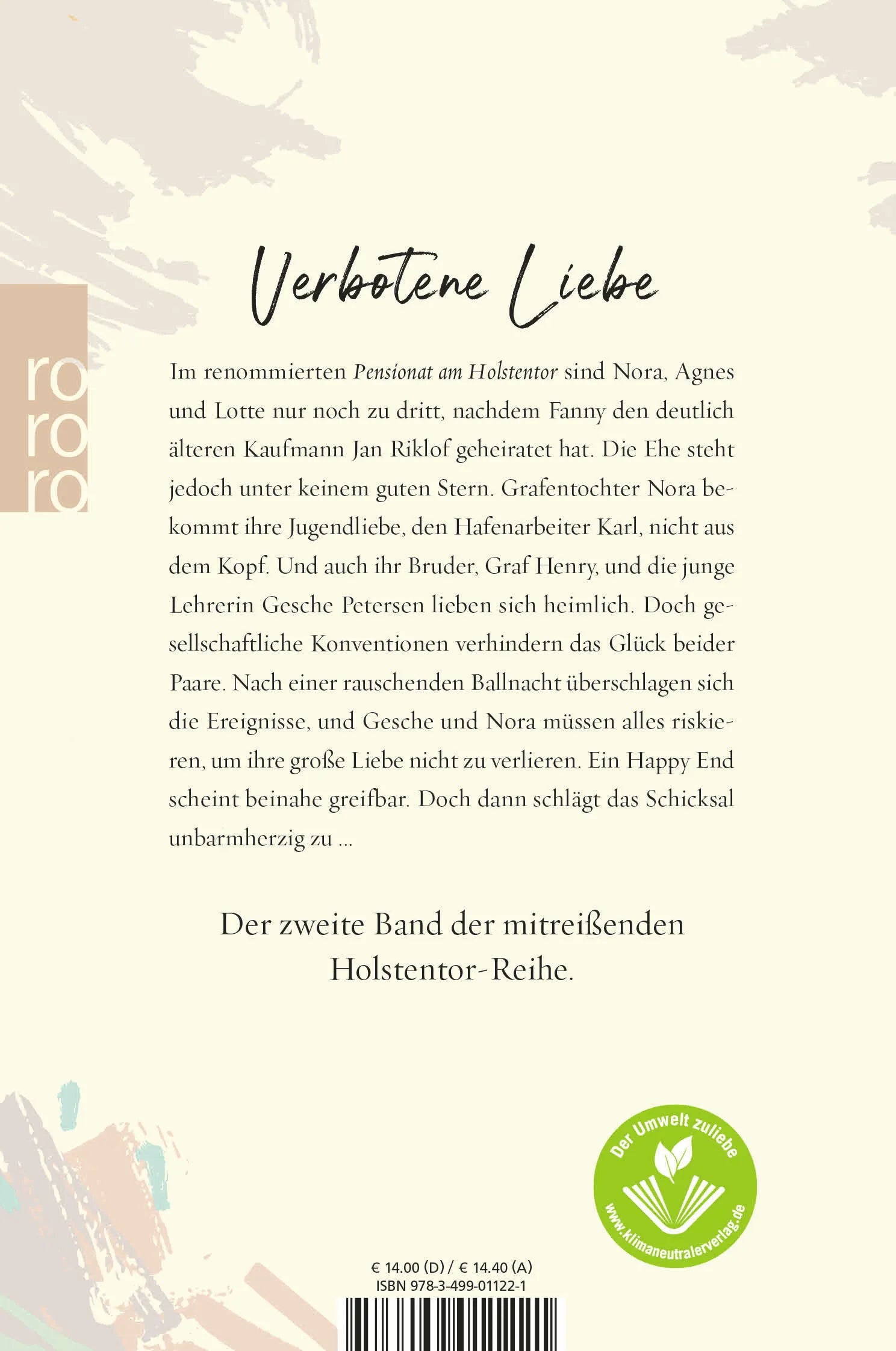 Buchrückseite von 'Das Pensionat am Holstentor: Sturmschwestern' mit Klappentext - Taschenbuch