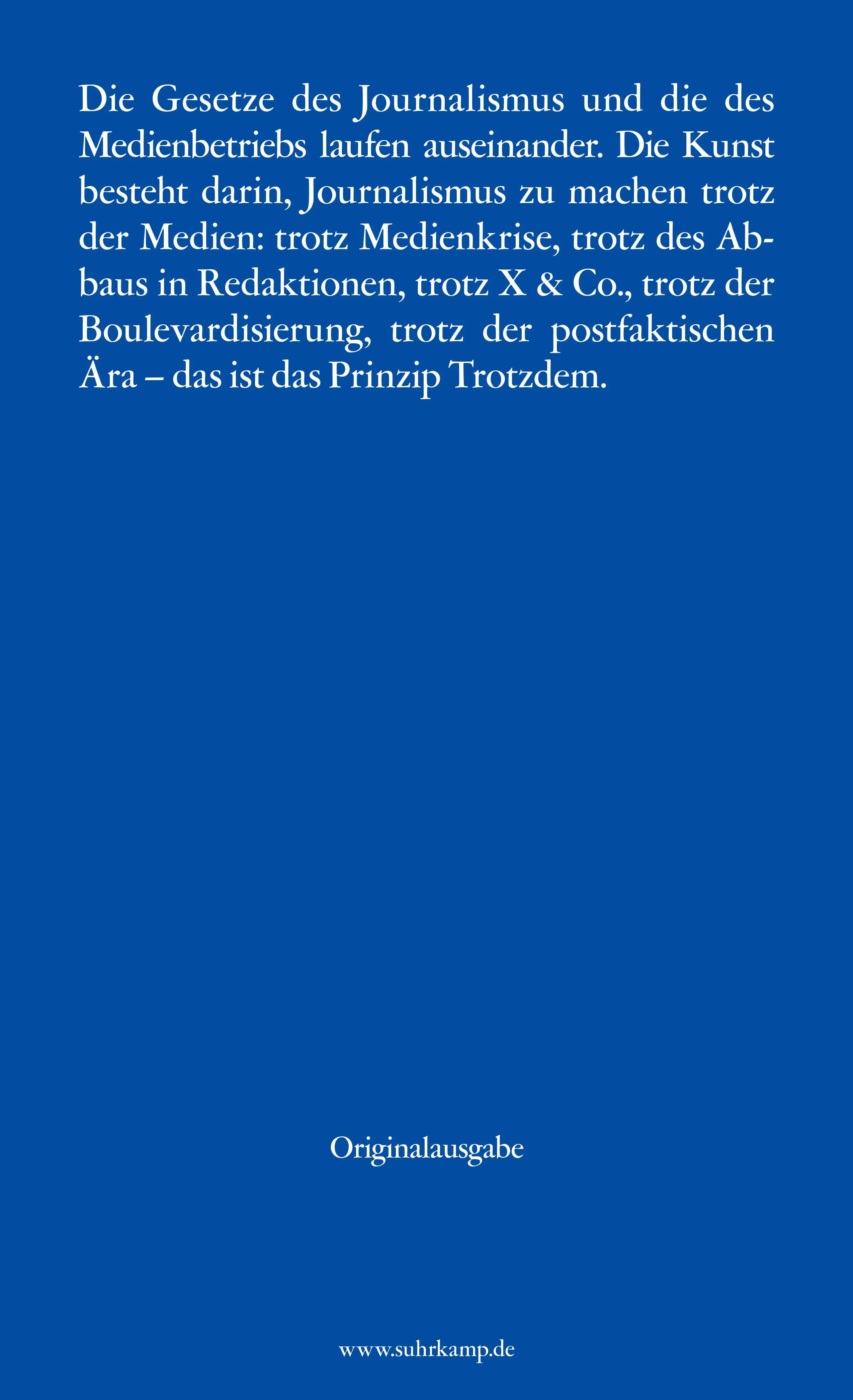 Buchrückseite von 'Das Prinzip Trotzdem' mit Klappentext - Taschenbuch