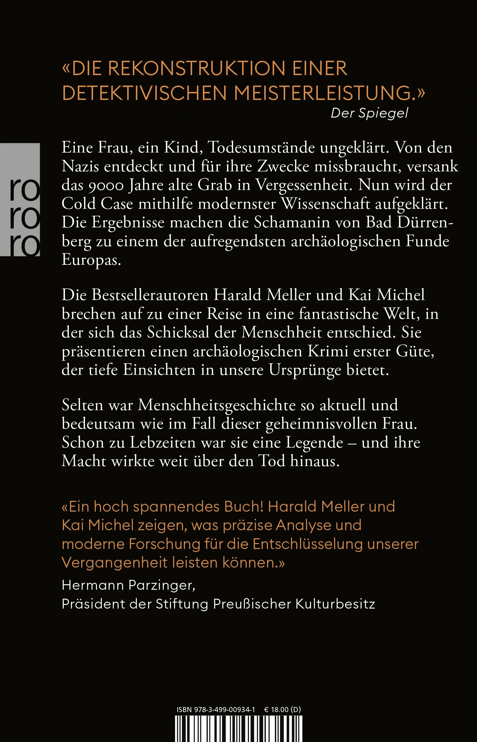 Buchrückseite von 'Das Rätsel der Schamanin' mit Klappentext - Taschenbuch