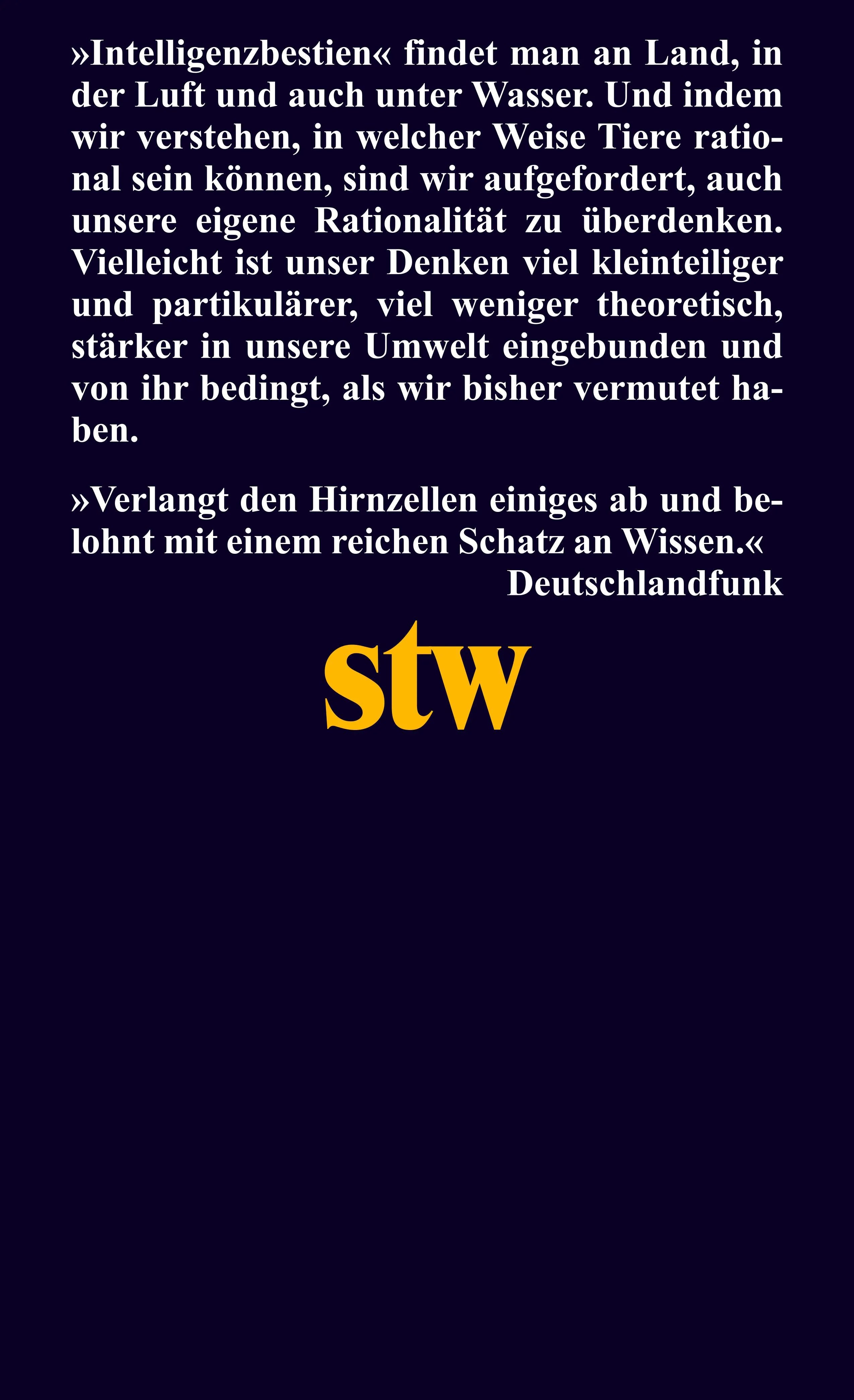 Buchrückseite von 'Das rationale Tier' mit Klappentext - Taschenbuch