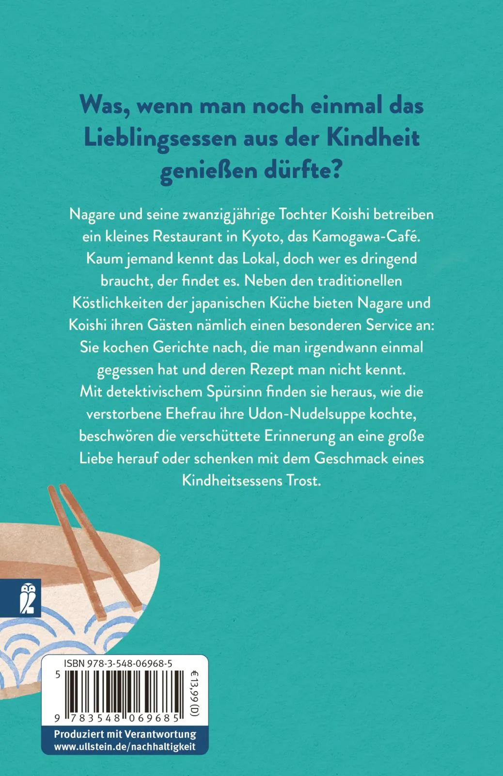 Buchrückseite von 'Das Restaurant der verlorenen Rezepte' mit Klappentext - Taschenbuch