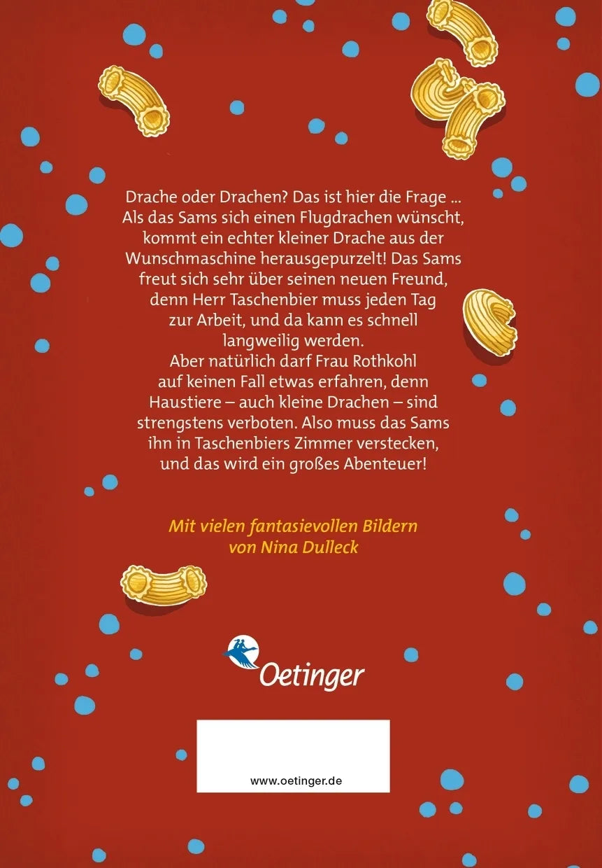 Buchrückseite von 'Das Sams 10. Das Sams und der blaue Drache' mit Klappentext - Gebundene Ausgabe