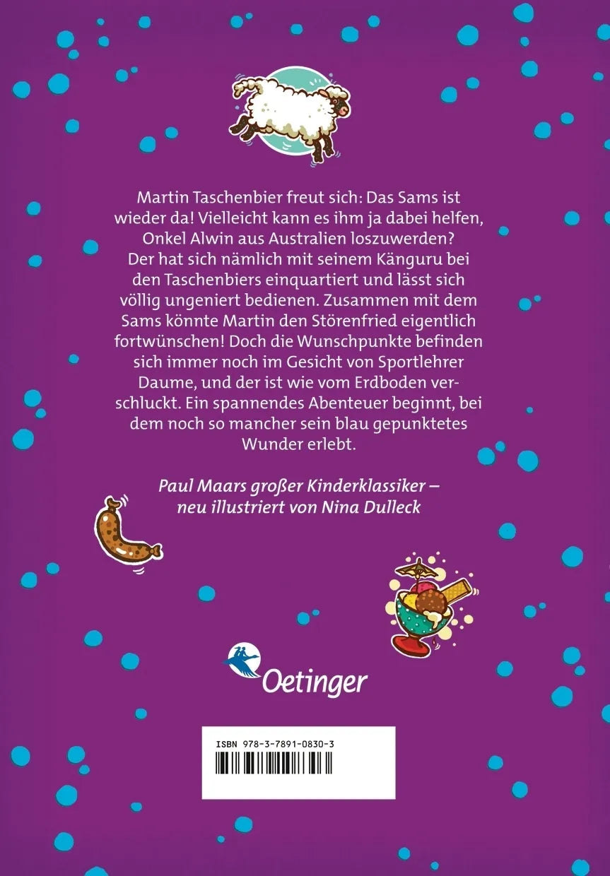 Buchrückseite von 'Das Sams 6. Onkel Alwin und das Sams' mit Klappentext - Gebundene Ausgabe