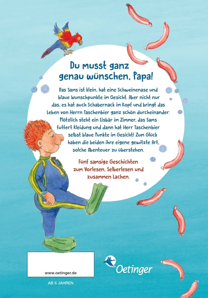 Buchrückseite von 'Das Sams. Wunschpunkt-Geschichten' mit Klappentext - Gebundene Ausgabe